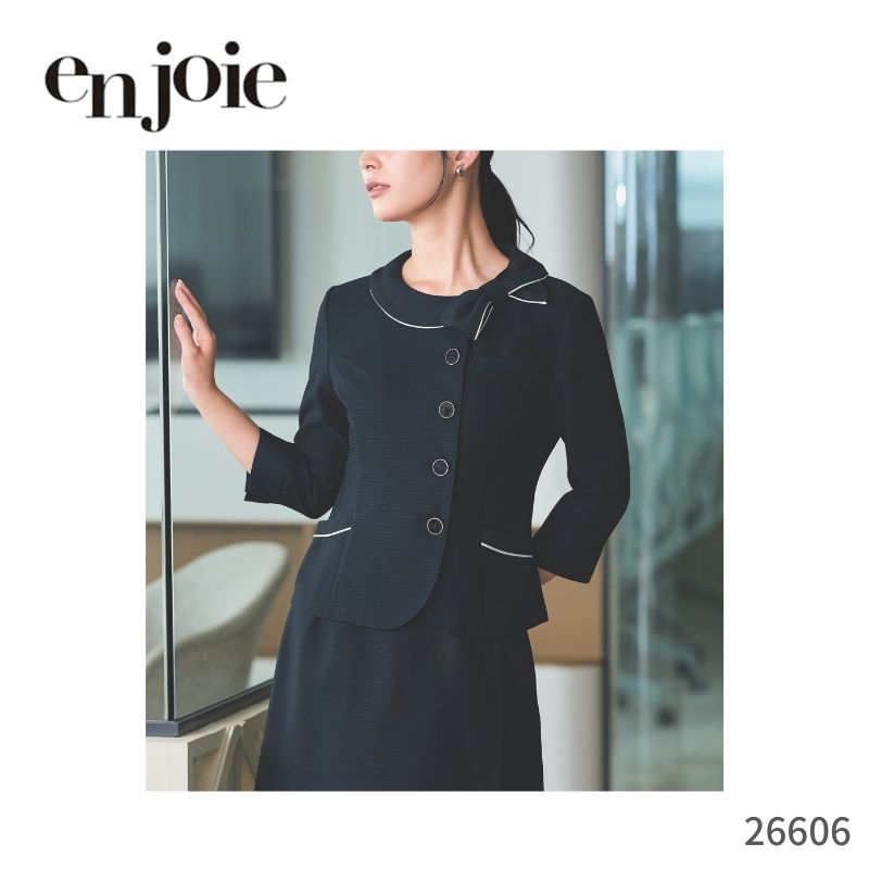 事務服 ブラウス 七分袖オーバーブラウス ジョア en joie 26606 ストレッチ 事務 制服 長袖 七分袖 レディース オフィス きれいめ  フォーマル 通勤 かわいい トップス シンプル  女性 受付 洗える ブラウス 吸汗 速乾 接触冷感 ひんやり 夏 春 秋 無地 シャドーボーダー