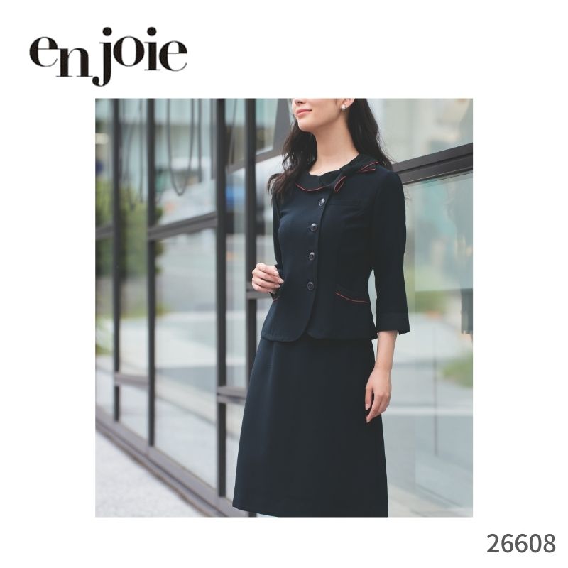 事務服 ブラウス 七分袖オーバーブラウス ジョア en joie 26608 ストレッチ 事務 制服 長袖 七分袖 レディース オフィス きれいめ  フォーマル 通勤 かわいい 上品 トップス シンプル  女性 受付 洗える ブラウス 吸汗 速乾 接触冷感 ひんやり 夏 シャドーボーダー