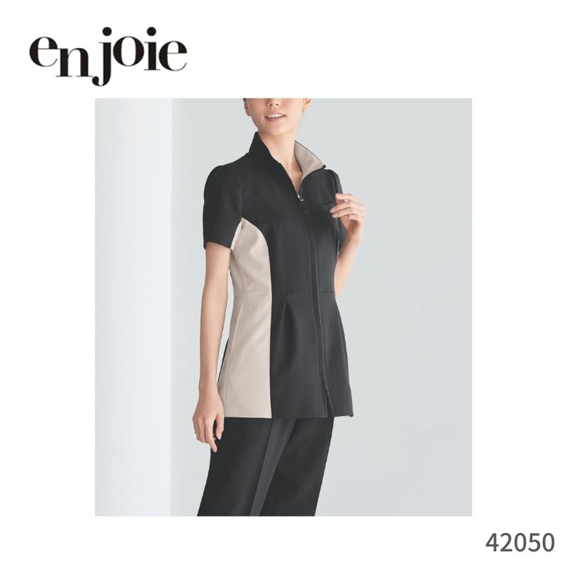 事務服 チュニックジャケット 春夏 ジョア en joie 42050 吸汗 速乾 両脇ポケット付き 防透 オフィス ユニフォーム アンジョア  レディース オフィス きれいめ  フォーマル チュニック かわいい トップス シンプル  女性 受付 洗える 制服 夏 春 秋 無地 クリニック 病院