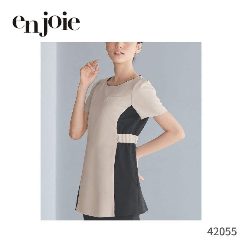 事務服 チュニック 春夏 ジョア en joie 42055 吸汗 速乾 両脇ポケット付き 防透 オフィス ユニフォーム アンジョア  レディース オフィス きれいめ  フォーマル かわいい 上品 トップス シンプル  女性 受付 洗える ブラウス 夏 春 秋 無地 クリニック 病院 チュニック