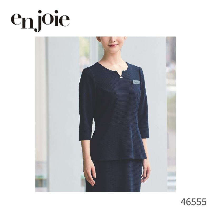 事務服 チュニック ジョア en joie 46555 防汚 ストレッチ オフィス ユニフォーム アンジョア 制服 防透 ポケット レディース きれいめ フォーマル かわいい 上品 トップス シンプル 女性 受付 洗える ブラウス 夏 春 秋 無地 七分袖 病院 クリニック 透けない