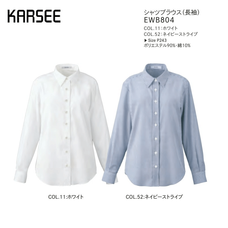 【6月廃番予定】事務服 長袖シャツ ブラウス レディース ホームクリーニング カーシーカシマ EWB804