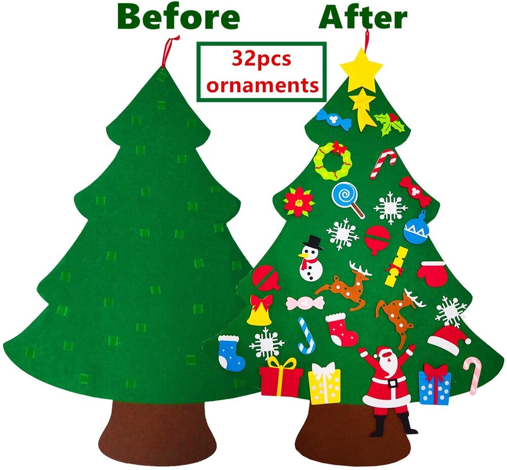 楽天市場 クリスマス 飾り 壁掛け フェルトクリスマスツリー オーナメント 32個入りセット オトクラシ 楽天市場店