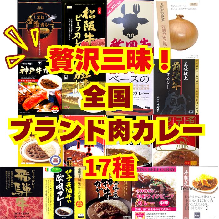 【父の日ギフト】 贅沢三昧！全国ブランド肉カレー17種セット ご当地カレー ギフト 詰め合わせ レトルトカレーまとめ買い  前沢牛 神戸牛 淡路牛 名古屋コーチン 飛騨牛 黒豚 博多華味鳥 近江牛   誕生日  父の日カレー  お父さん ありがとう 父の日熨斗【コンビニ受取対応】