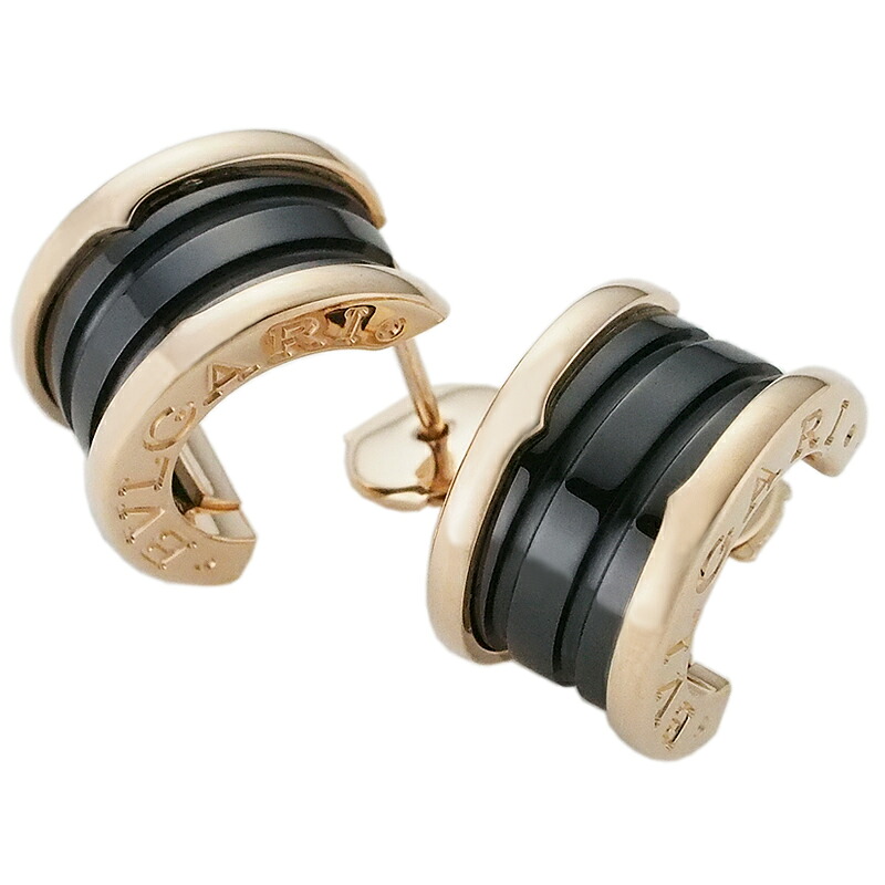 音羽屋■ ブルガリ BVLGARI セラミックブラック ビーゼロワン K18PG ピアス 仕上済【中古】｜質おとわや店