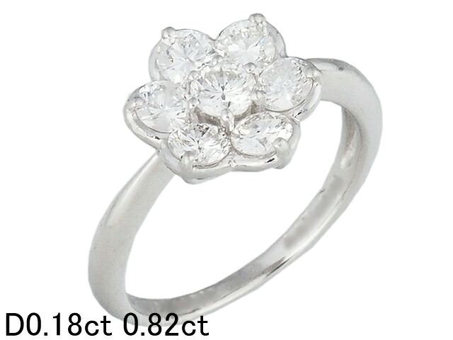 音羽屋■ ダイヤモンド/0.18ct 0.82ct Pt900 プラチナ フラワーデザイン リング 11.5号 仕上済【中古】｜質おとわや店