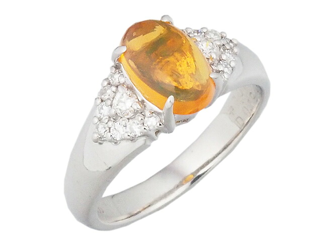 音羽屋■ オパール/1.07ct ダイヤ/0.19ct Pt900 プラチナ リング 11号 鑑別カード付き 仕上済【中古】|質おとわや店