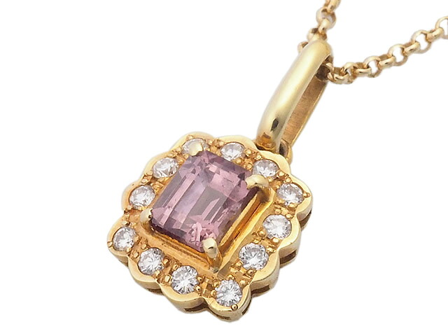 音羽屋■ ガーネット/0.73ct ダイヤ/0.15ct K18YG イエローゴールド デザイン ネックレス 鑑別カード付き 仕上済【中古】|質おとわや店