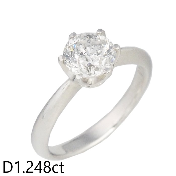 音羽屋■ H/I-1 ダイヤモンド/1.248ct Pt900 プラチナ 立爪リング 1粒ダイヤ 12号 ソーティング付き 仕上済【中古】