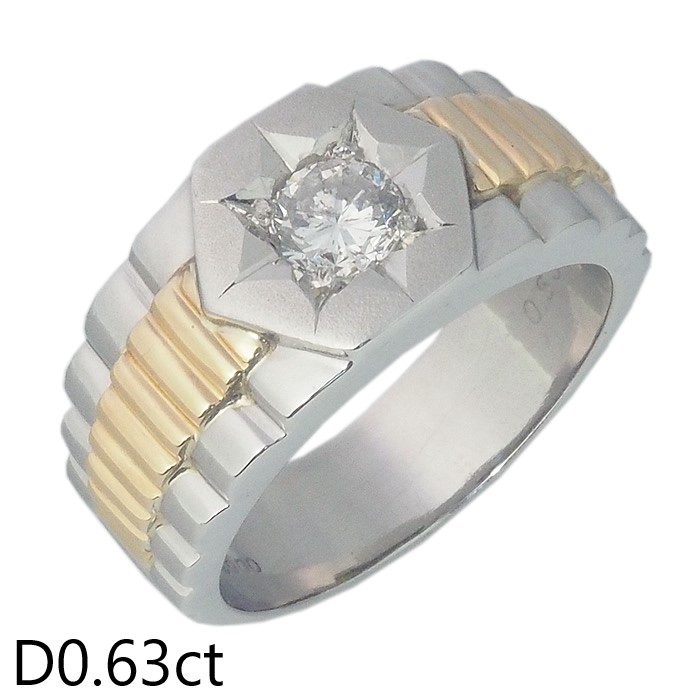 音羽屋■ ダイヤモンド/0.63ct Pt900/K18YG デザイン リング 23号 仕上済【中古】｜質おとわや店 498,000円