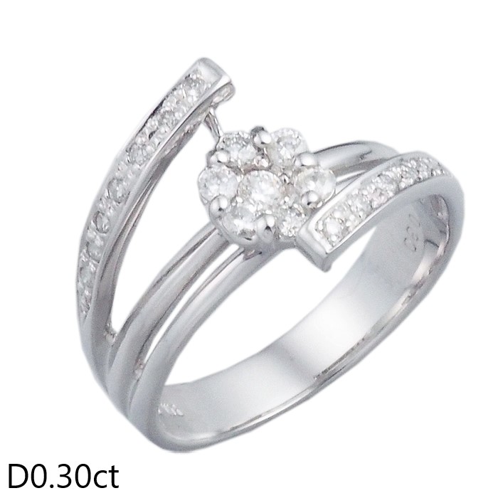 音羽屋■ ダイヤモンド/0.30ct K18WG デザイン リング 12.5号 仕上済【中古】｜質おとわや店