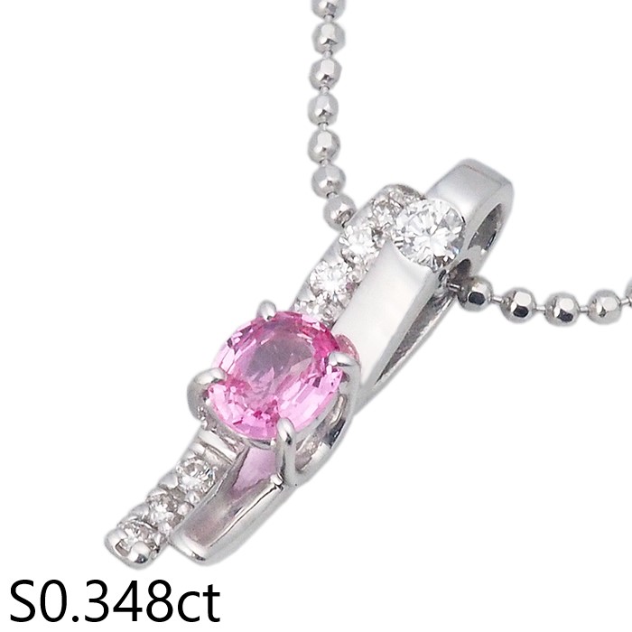 音羽屋■ ピンクサファイア/0.348ct ダイヤ/0.14ct K18WG/Pt850 デザイン ネックレス 鑑別カード付き 仕上済【中古】｜質おとわや店 101,090円