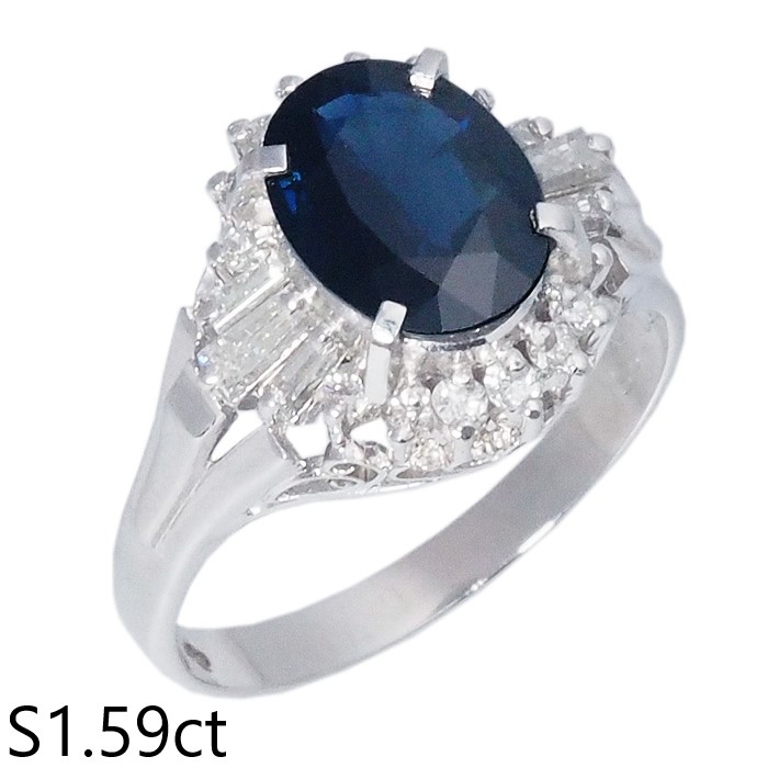 音羽屋■ ジュエリーマキ JEWELRY MAKI サファイア/1.59ct ダイヤ/0.36ct Pt850 デザイン リング 10号 仕上済【中古】