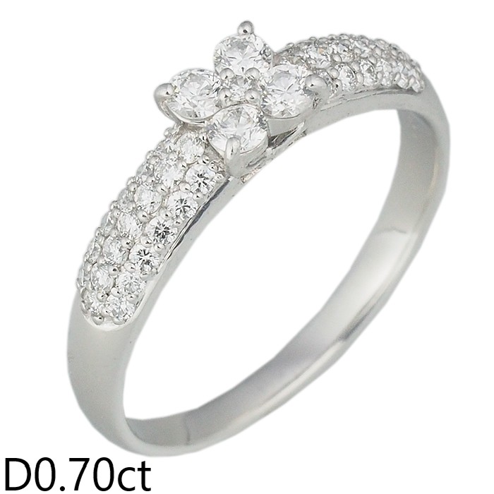 音羽屋■ ポンテヴェキオ Ponte Vecchio ダイヤモンド/0.70ct K18WG デザイン リング 21.5号 仕上済【中古】