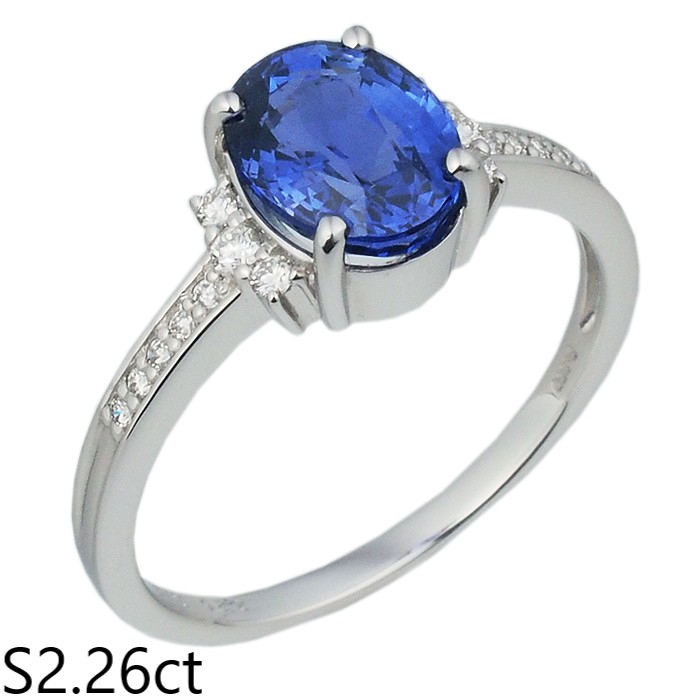 音羽屋■ スリランカ産 サファイア/2.26ct ダイヤ/0.12ct Pt950 デザイン リング 15号 鑑別書付き 仕上済【中古】