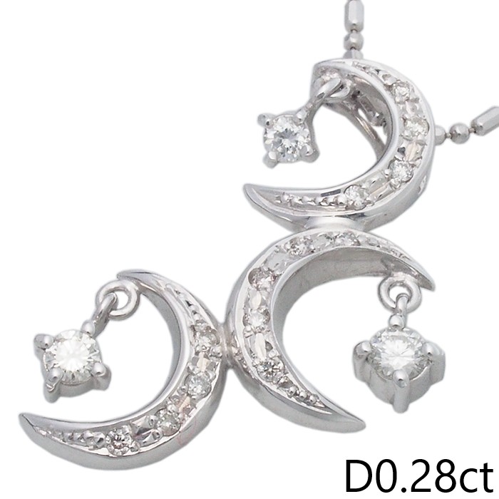 音羽屋■ ダイヤモンド/0.28ct K18WG デザイン ネックレス 仕上済【中古】｜質おとわや店