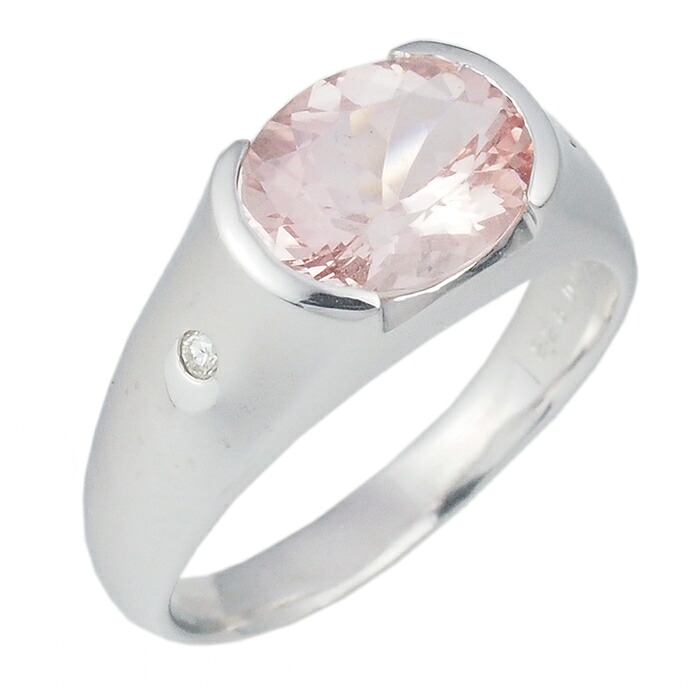 音羽屋■ モルガナイト/2.26ct ダイヤ/0.05ct K18WG リング 17号 鑑別カード付き 仕上済【中古】｜質おとわや店