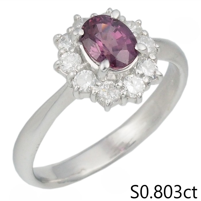 音羽屋■ カラーチェンジサファイア/0.803ct ダイヤ/0.40ct Pt900 デザイン リング 12号 ソーティング付き 仕上済【中古】