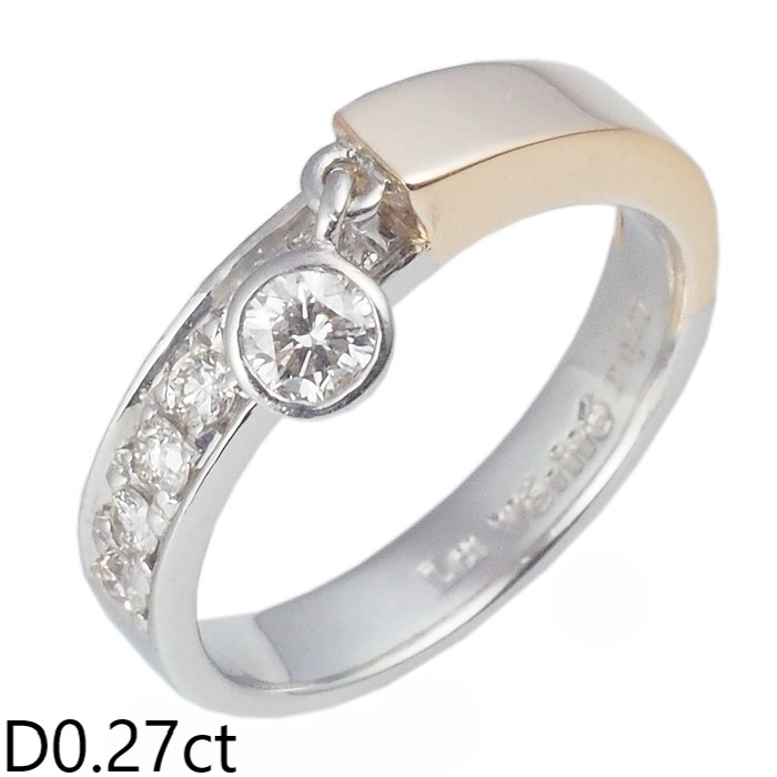 音羽屋■ ダイヤモンド/0.27ct Pt950/K18PG デザイン リング 6.5号 仕上済【中古】｜質おとわや店