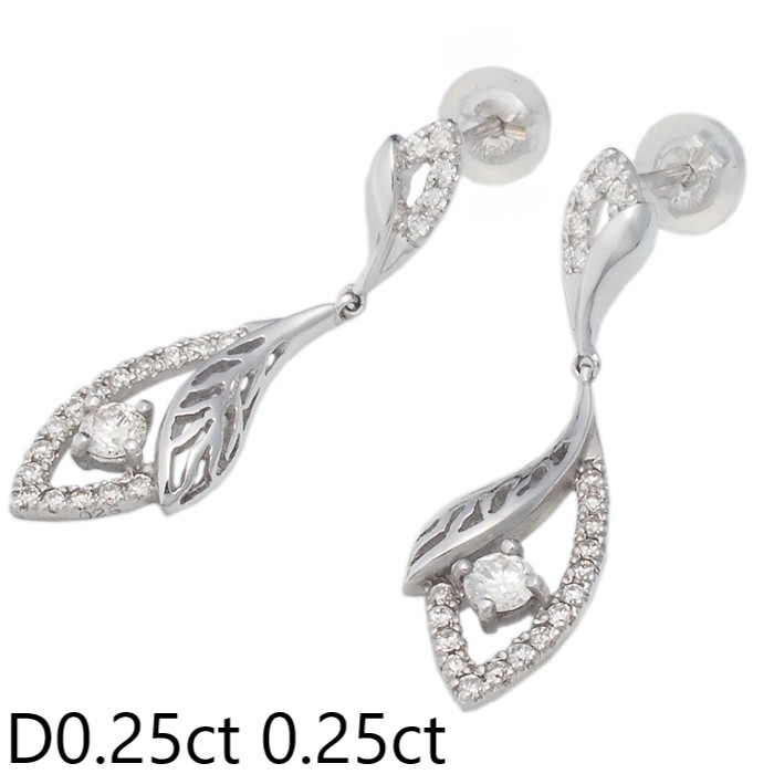 音羽屋■ ダイヤモンド/0.25ct 0.25ct K18WG デザイン ピアス 仕上済【中古】