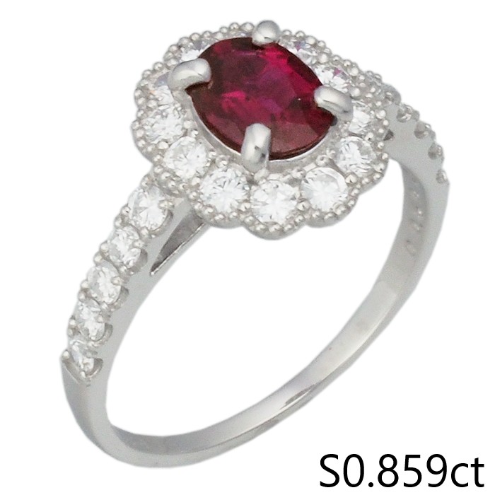 音羽屋■ サファイア/0.859ct ダイヤ/0.59ct Pt900 デザイン リング 13号 ソーティング付き 仕上済【中古】｜質おとわや店