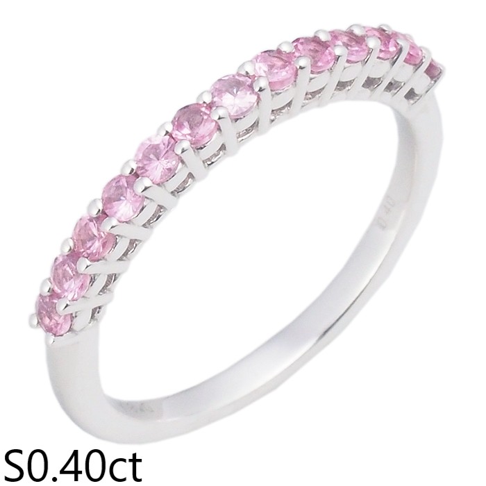 音羽屋■ ピンクサファイア/0.40ct K18WG リング 14号 鑑別カード付き 仕上済【中古】 46,800円