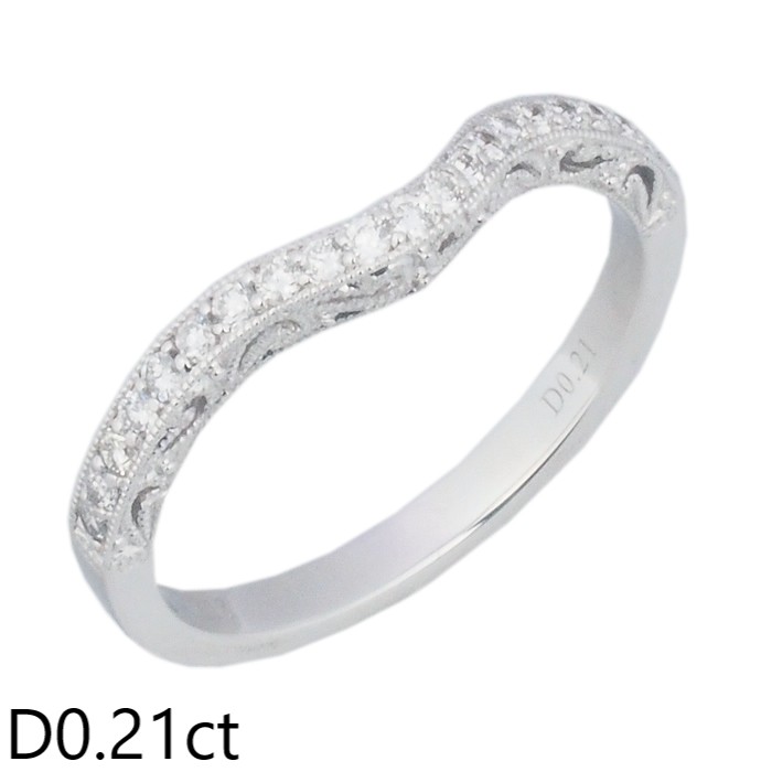 音羽屋■ ダイヤモンド/0.21ct K18WG デザイン リング 13号 仕上済【中古】