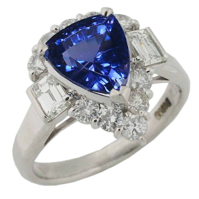 音羽屋■ タンザナイト/2.52ct ダイヤ/1.21ct Pt900 リング 15号 鑑別書付き 仕上済【中古】