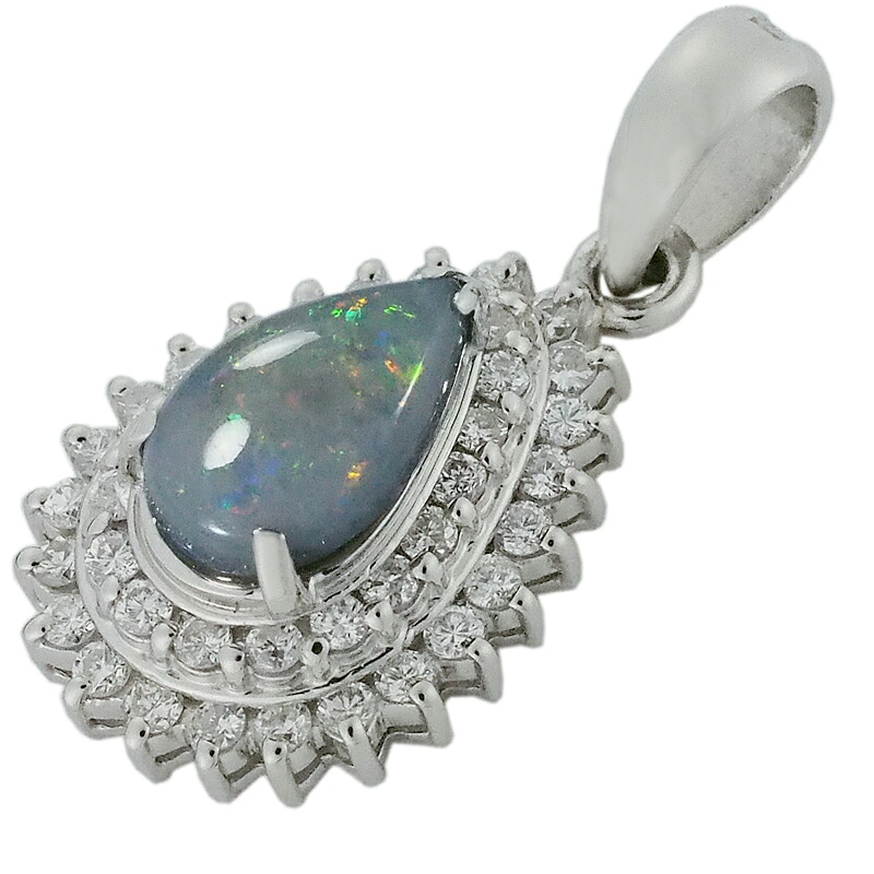 音羽屋■ ブラックオパール/0.527ct ダイヤ/0.45ct Pt900 ヘッド ペンダントトップ ソーティング付き 仕上済【中古】