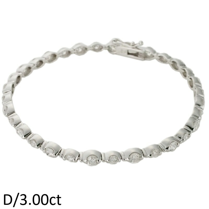 音羽屋■ ダイヤモンド/3.00ct K18WG ブレスレット 仕上済【中古】