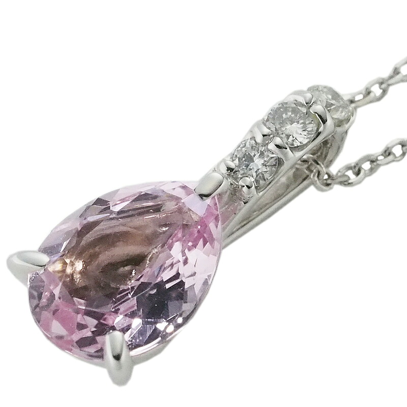音羽屋■ モルガナイト/0.91ct ダイヤ/0.05ct K18WG デザイン ネックレス 鑑別カード付き 仕上済【中古】|質おとわや店