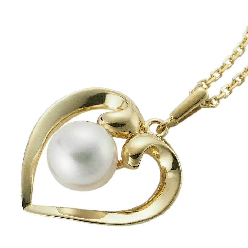 音羽屋■ ミキモト MIKIMOTO あこやパール K18YG ハートモチーフ デザイン ネックレス 仕上済【中古】|質おとわや店