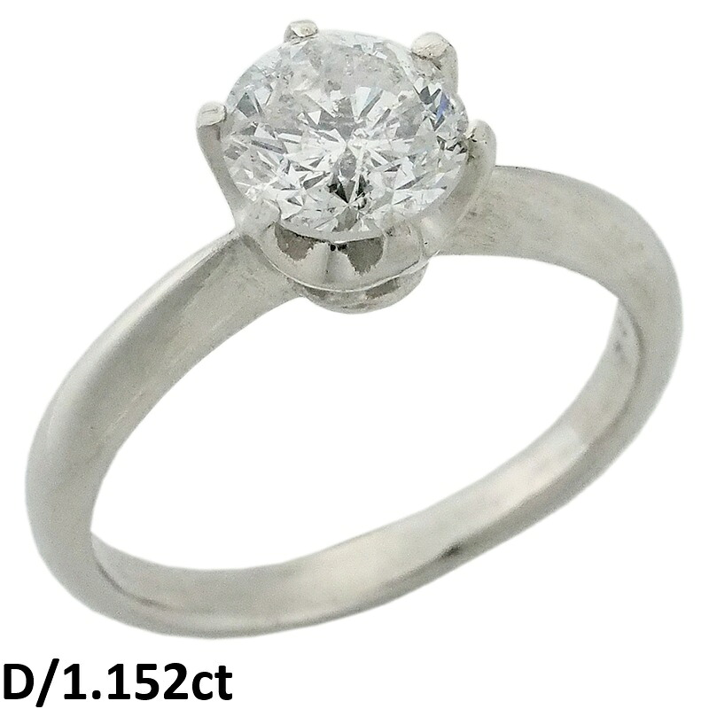 音羽屋■ G/I-1 ダイヤモンド/1.152ct Pt900 プラチナ 立爪リング 1粒ダイヤ 12号 ソーティング付き 仕上済【中古】|質おとわや店