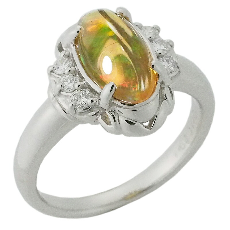 音羽屋■ オパール/0.89ct ダイヤ/0.13ct Pt900 デザイン リング 12.5号 仕上済 鑑別カード付き【中古】｜質おとわや店