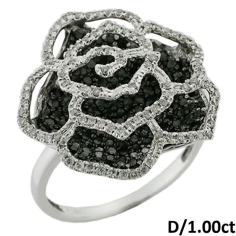 音羽屋■ ダイヤモンド/1.00ct K18WG ローズ バラモチーフ デザイン リング 12.5号 仕上済【中古】|質おとわや店
