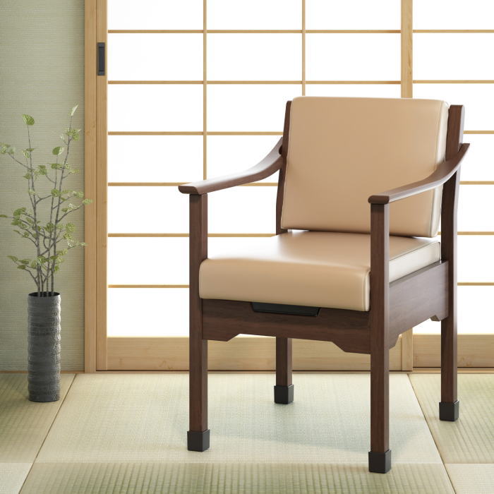 家具調ポータブルトイレ トワレットチェア 肘掛け付 便座カバー付 高さ調節可能 軽量11.5kg 組立完成品 節水型バケツ 抗菌便座 介護用品 安寿 天然木 アロン化成 在宅介護 施設 福祉