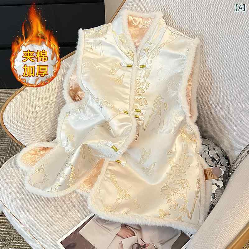 レディース ベスト おしゃれ 上品 華やか アウター チャイナ風 キルティング 厚手 チョッキ 唐服 コート 冬 レトロ 民族 綿入り ジャケット｜おうち健康生活