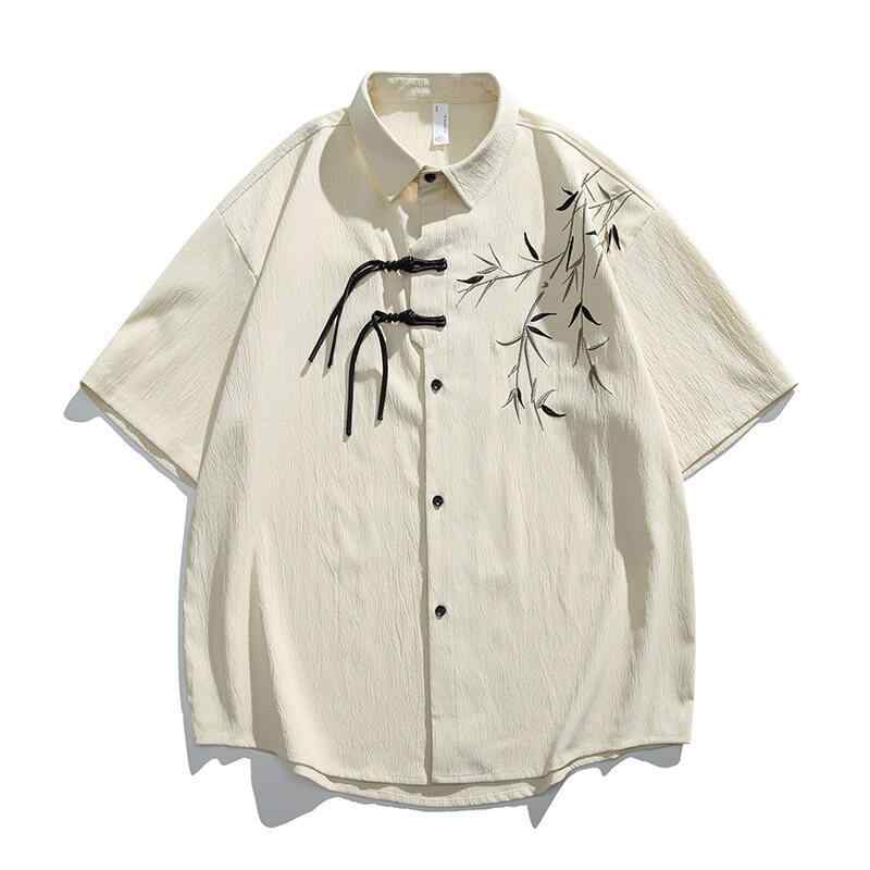 シャツ メンズ 夏 薄手 涼しい ゆったり 大きいサイズ チャイナ風 半袖 トップス メンズ 冷感 スタンドカラー