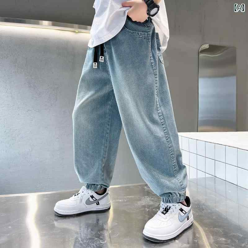 男の子 パンツ 夏 薄手 涼しい 涼しい 涼しい ジーンズ 子供 夏 防蚊 パンツ 中型 子供 夏 服 トレンディ