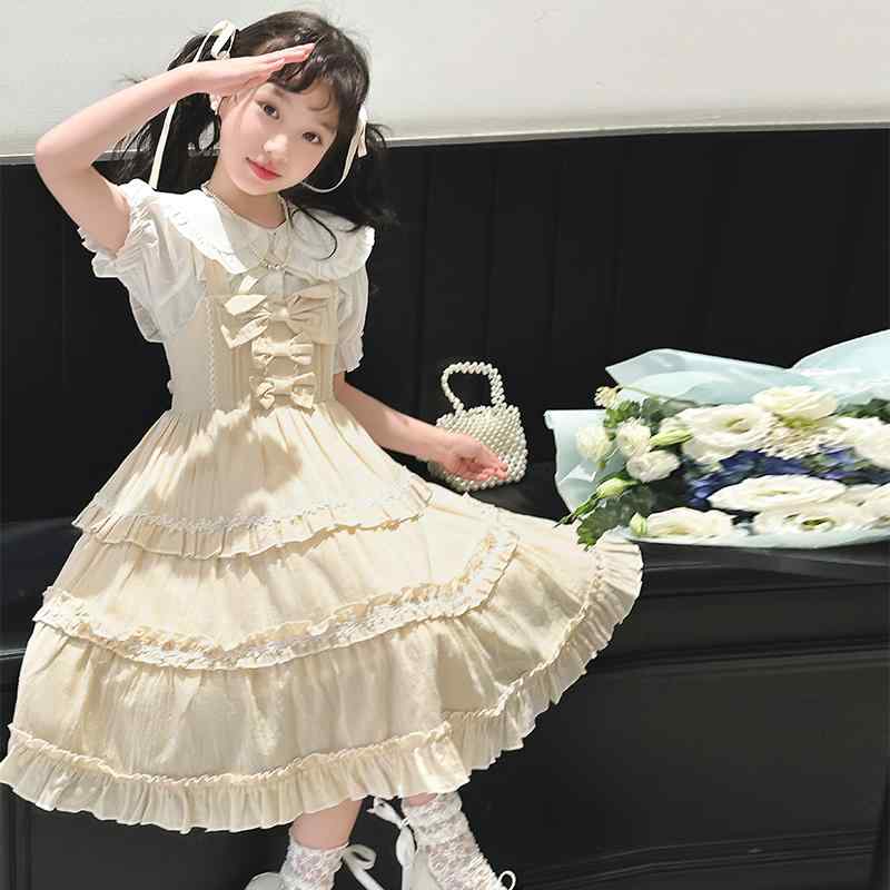 ワンピース 女の子 子供 ロリータ 夏 ブラウス スカート 2点セット