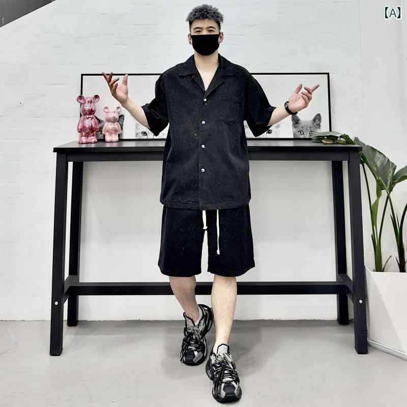 セットアップ メンズ 心地好い 今めかしい 普段使い走り 夏 はやりっ子 光輝 半袖 遊撃手ズボン下 2点 仕掛ける