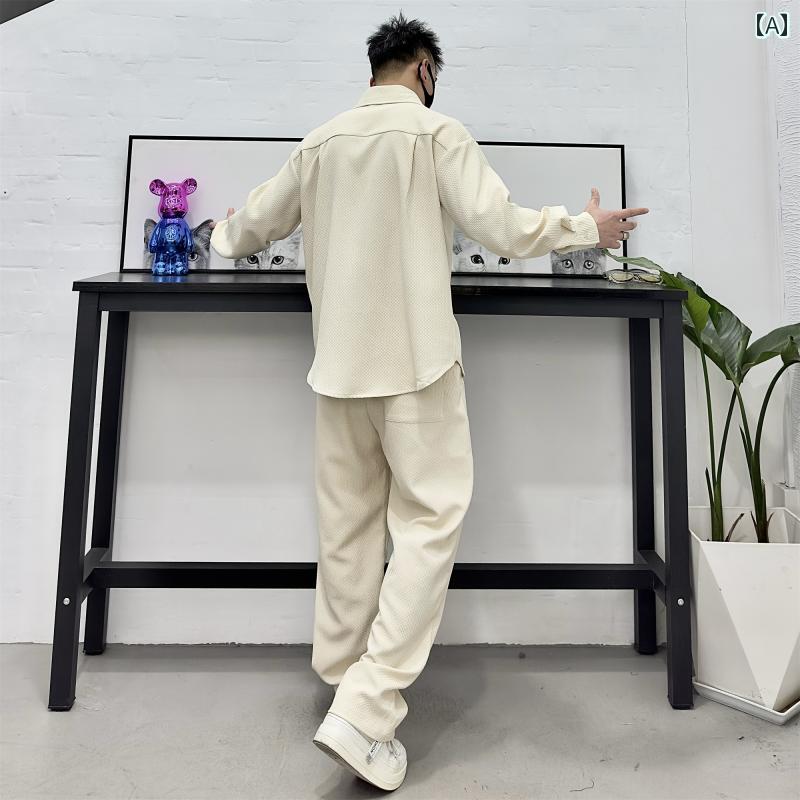 セットアップ メンズ 心地よい 格好のいい 普段使い走り プルオーバー 韓国 軽さ 冷やりとした 冷やりとした 成年者 透け透け 冷やりとした 冷やりとした ゆったり プルオーバー ズボン下 2点 仕かける
