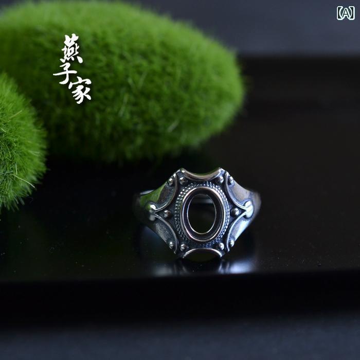 リング 空枠 指輪 DIY Yanzijia 925 シルバー メンズ サドル ホルダー レトロ メンズ 6 * 8 レトロ 宝石 ベース 6,968円