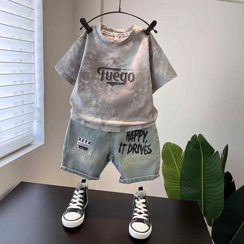 Tシャツ 男の子 夏 薄手 涼しい 半袖 綿 セットアップ 子供服 キッズ 絞り染め 5,333円