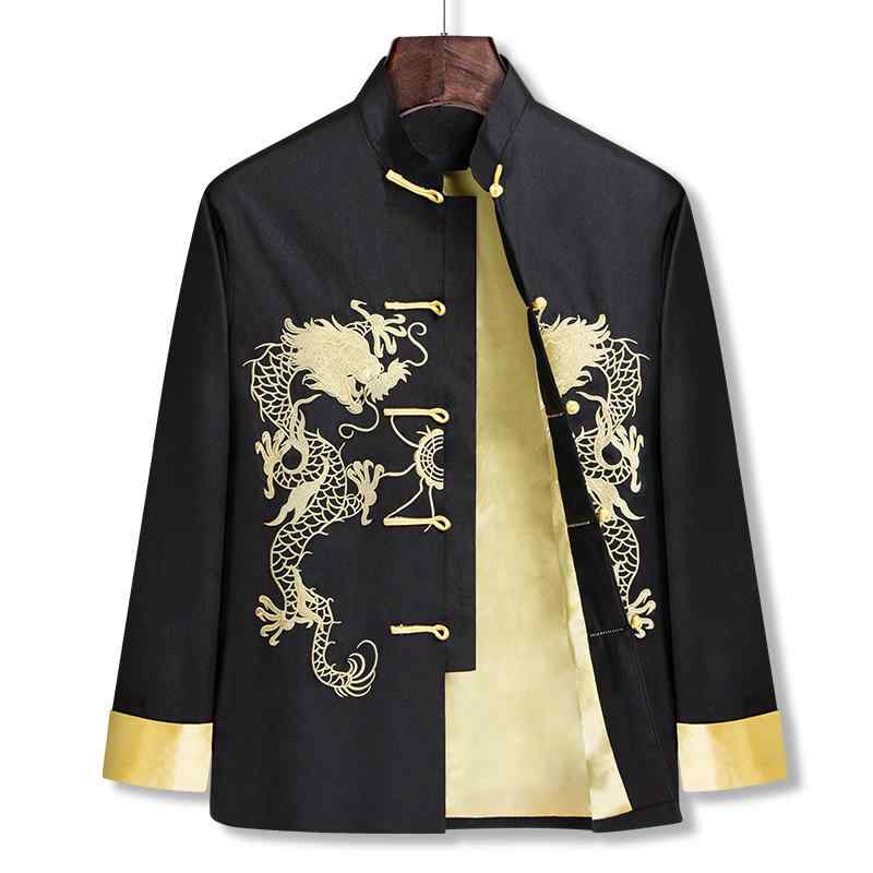 上衣 メンズ 唐装 中国風 刺しゅう 繻子 レトロ 立襟 中華風 寄りあい 礼服