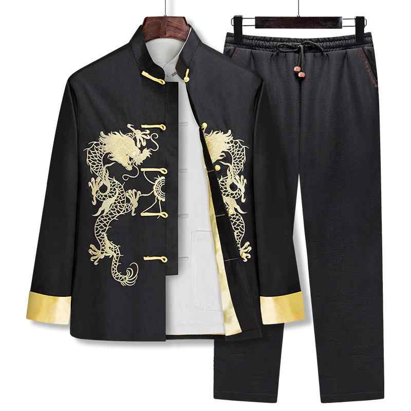 唐装 メンズ 中国風 年月 中式 3点仕掛ける 長袖 上衣 アウター 漢服風 レトロ 御芽出度