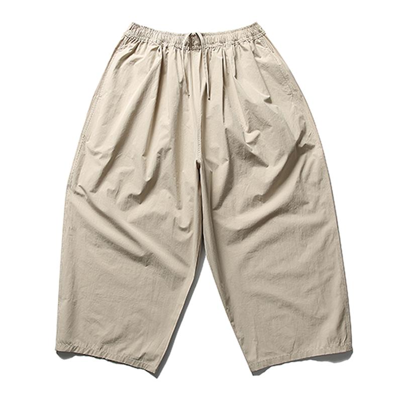カジュアルパンツ メンズ 涼感 速乾 ベーシック ストレート ワイドレッグ クロップドパンツ メンズ