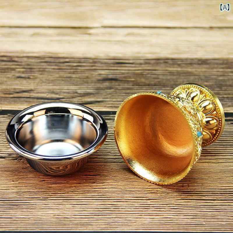 仏具 小物 仏教 聖水 供杯 ワイン 椀 仏前 供養 浄水 祭壇 仏陀 家庭 縁起物 装飾 おしゃれ 合金 彫刻 ビーズ ステンレスカップ 金