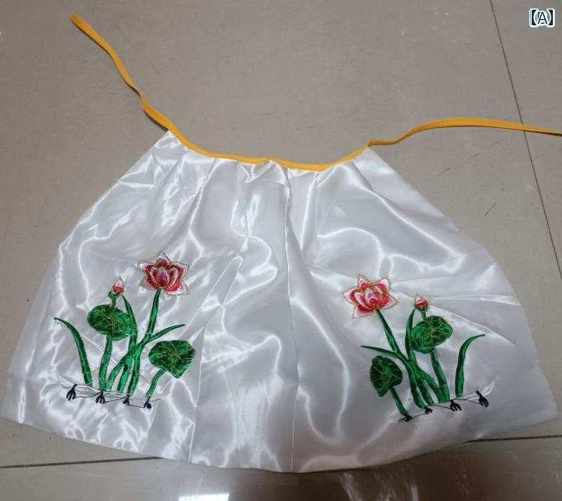 仏像 置物 マント ローブ 蓮 花柄 平縫い 刺繍 観音 菩薩 ホワイト 中国風 衣装 調整可能 紐 シンプル エスニック レトロ