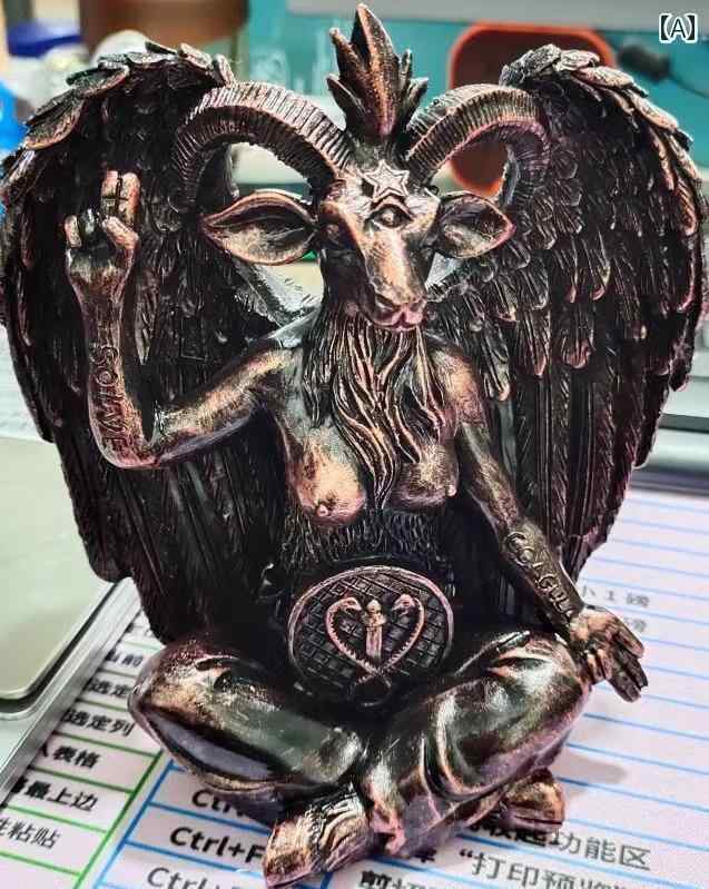 置物 インテリア アンティーク ヤギ 彫刻 樹脂 装飾 リビング 玄関 デビル サタン フィギュア オーナメント オブジェ ディスプレイ レトロ